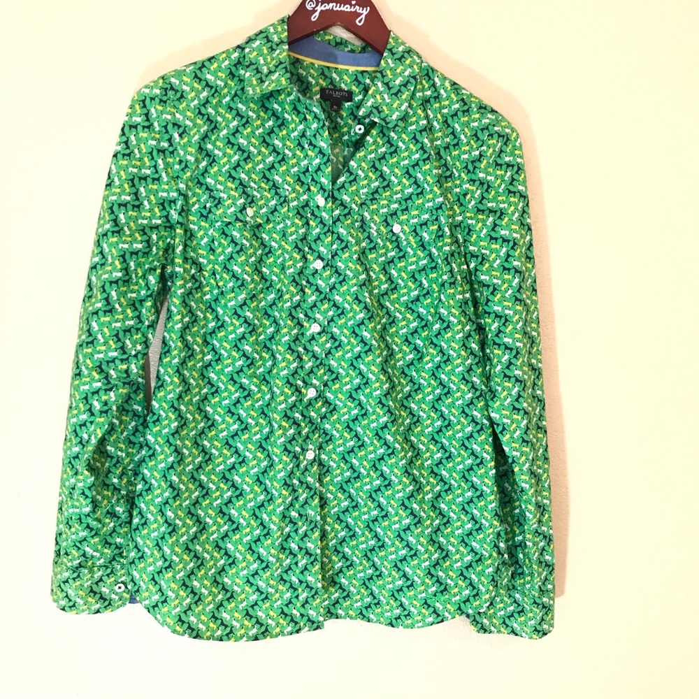 Button Down Horse Print Zig Zag Long Sleeved Shirt - image 3